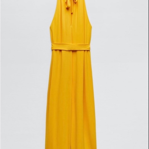 Zara Pants & Jumpsuits Yellow Flowy Jumpsuit Poshmark
